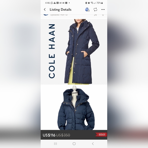 Cole Haan down jacket - Picture 1 of 5